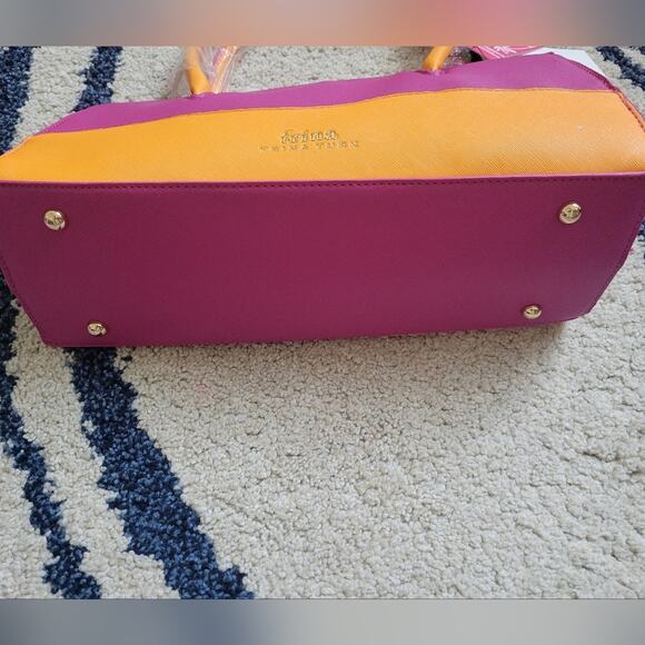 Trina Turk Colorblock Shoulder Bag Tangerine Pink Beachy - Picture 3 of 8